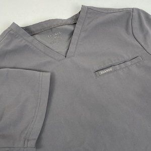 Jaanuu Scrub Top Women’s Size XS‎ Gray V-Neck Performance Stretch Medical